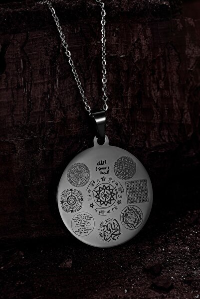 htc gümüş sepeti 12 Dualı Çift Taraflı Koruyucu Zırh Kolyesi Celcelütiye , Nazar Duası , Rufai Gülü