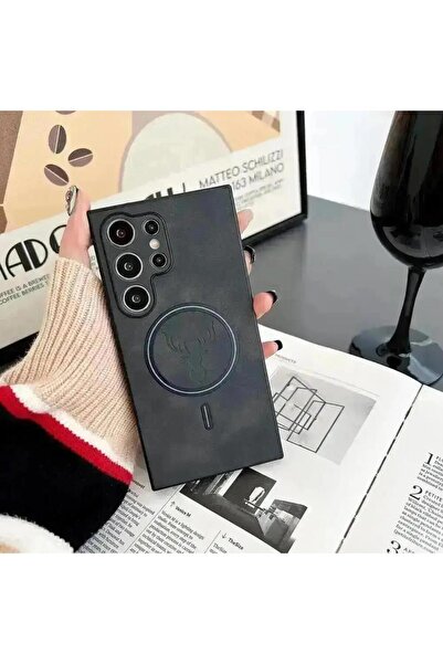 Choice جراب مغناطيسي من الجلد الصناعي برأس غزال كرتوني لهاتف Galaxy S23Ultra ...