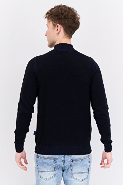 GAS Men Knitted Long Sleeve Half Zip Sweaters, Marine Navy