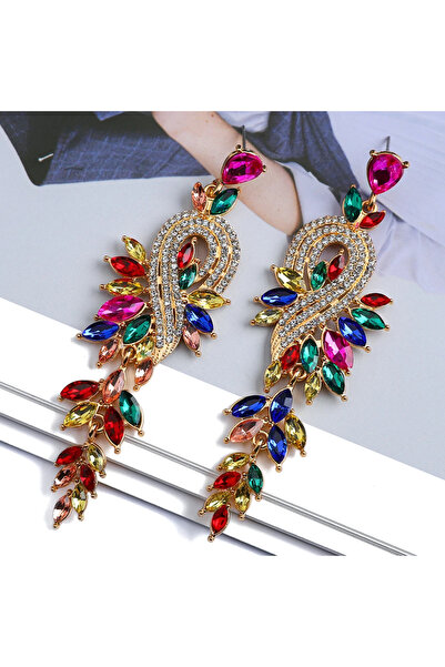 Choice 801098-Multicolor 2 Pieces Of Women's Trendy Long Tassel Leaf Earrings...