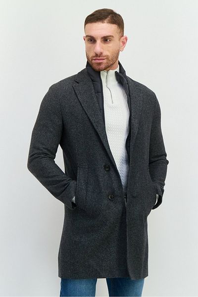 BOSS Men Textured Trench Coat, Charcoal