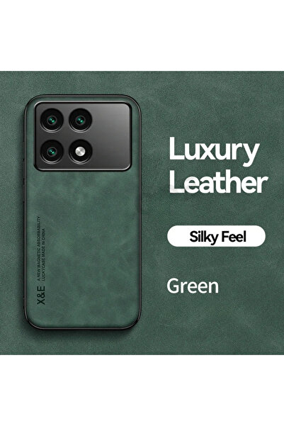 Choice جراب أخضر لهاتف Poco X6 Pro غلاف لهاتف Poco X6 Pro مصنوع من الجلد المغ...