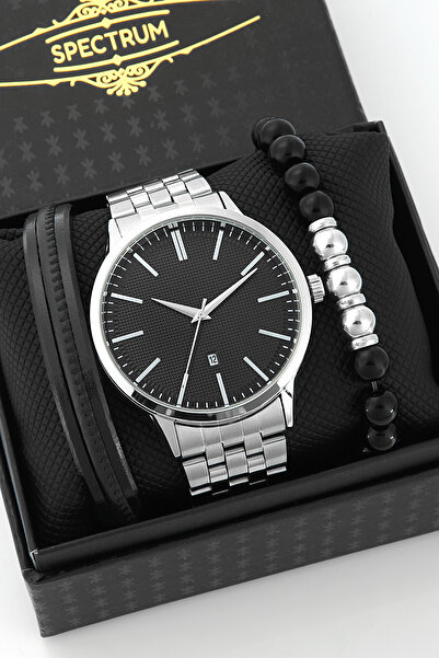 SPECTRUM PREMİUM Spectrum Premium Gümüş Renk Erkek Kol Saati Bileklik Hediyel...