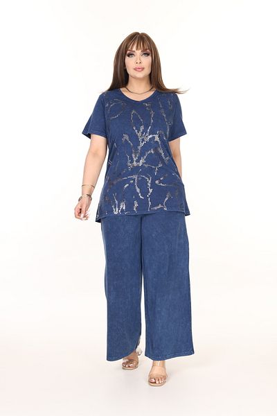 özle fashion Floral Printed Plus Size Bottom Top Set