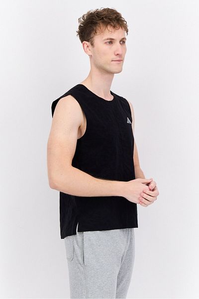 adidas Men Sportswear Fit Sleeveless Running Vest, Black
