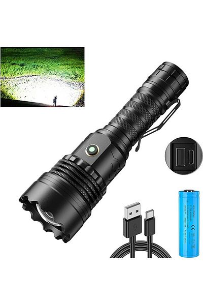 COOYA LED Rechargeable Flashlight,High Lumens Super Bright,6 Modes,Waterproof Zoomable,for Camping