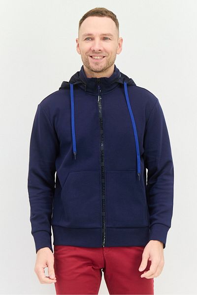 Gas Jeans Men High Neck Long Sleeve Brand Logo Sweatshirt, Navy