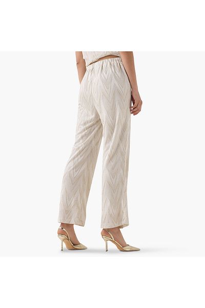 Iconic WAVY GOLD IVORY JACQUARD KNIT KNOT BLOUSE