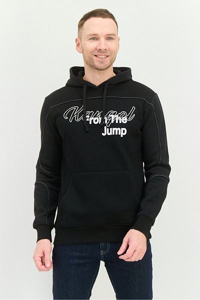 Kangol Men Embroidered Logo Long Sleeves Hooded Sweatshirt, Black