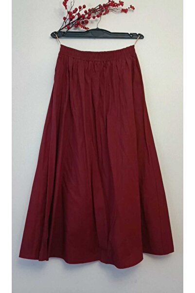 ZF BUTİK Langer Rock aus Popeline-Stoff - Filettasche und ungefüttert