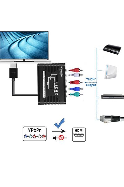 Choice محول مكون إلى HDMI 5 RCA Ypbpr متوافق مع HDMI، محول مكون فيديو إلى HDMI متوافق