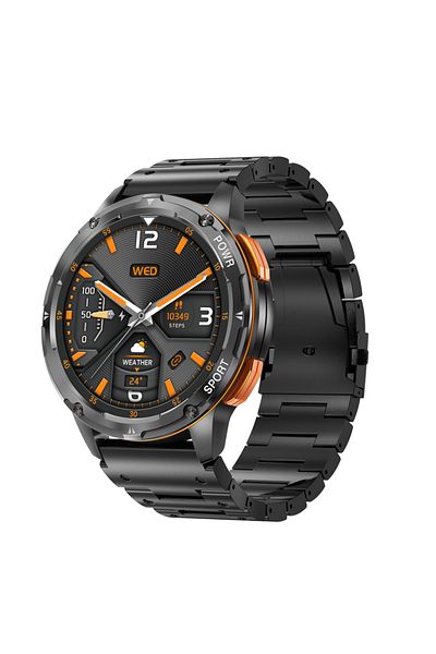 Choice black metal Fashion amoled smart watch AK59 Luxury BT call 400mah large battery rubber metal strap L
