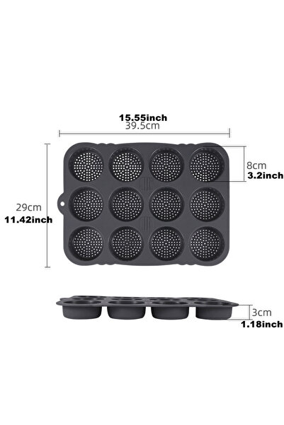 Choice قالب خبز همبرجر دائري سعة 12 كوبًا، قالب خبز غير لاصق من السيليكون المخصص للطعام، قالب خبز باجيت فرنسي