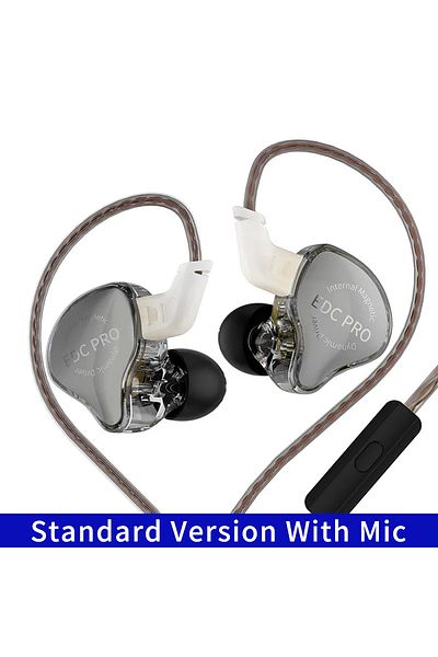 KZ Gray With Mic New Edc Pro Hifi 3.5mm Aux Wired Earphone Dynamic High Performance Monitor In-ear E