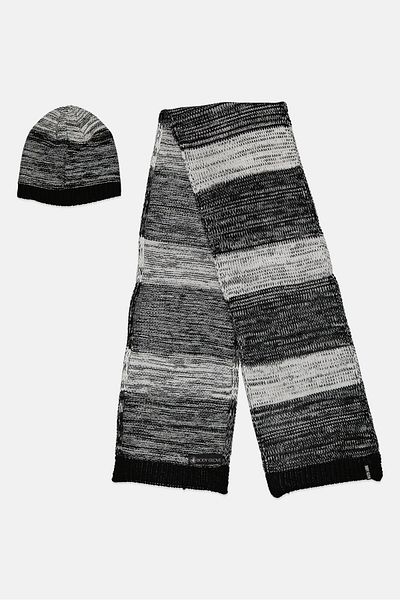 Body Glove Women Textured Scarves With Beanie Set, Black