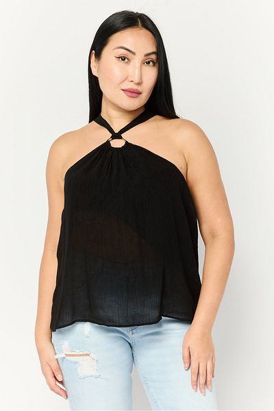 Dkny Women Keyhole Neckline Sleeveless Top, Black