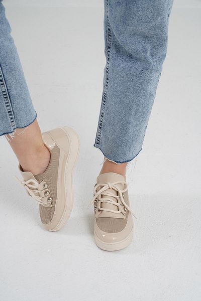 Beyond Beige Patent Leather Sneaker Byndk96 Women's Fashion Shoes