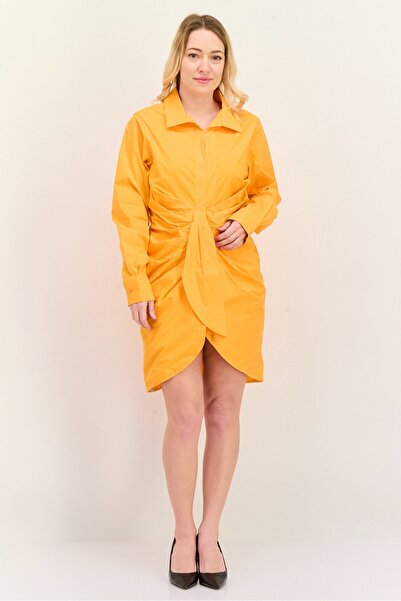 The Giving Movement Women Plain Shirt Dress, Orange