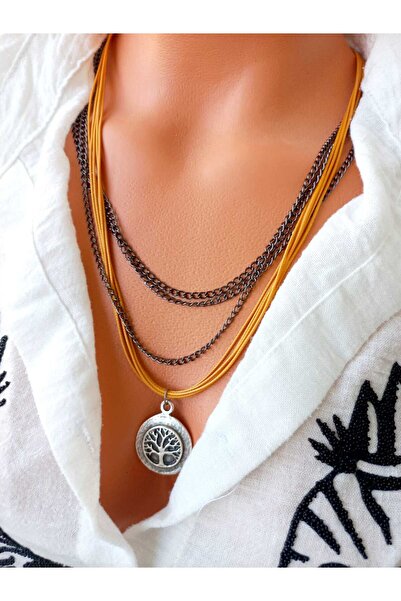 ZeynDesign Hayat Ağacı Deri Çoklu Kolye
