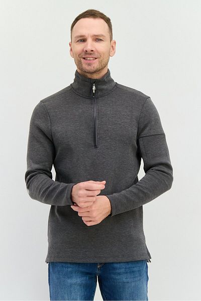 Avalanche Men Mock Neck Heather Long Sleeves Sweatshirt, Dark Grey