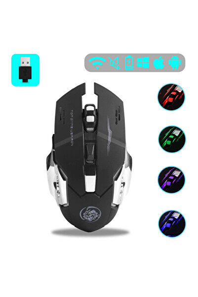 Choice ماوس لاسلكي أسود 2.4 جيجا هرتز، ماوس صامت قابل لإعادة الشحن، ماوس بلوتوث USB ميكانيكي للألعاب الإلكترونية