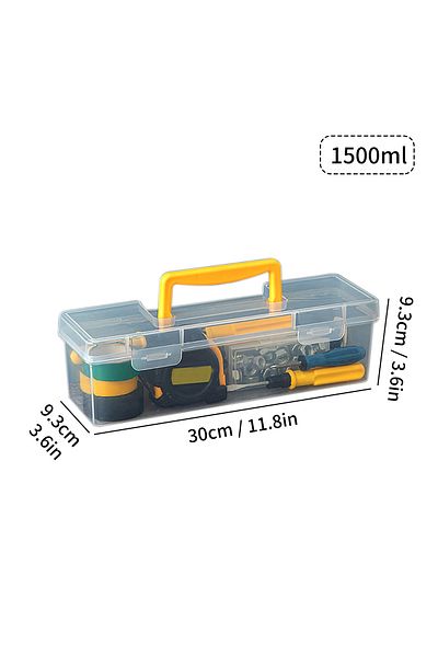 Choice Yellow 1500ml WORTHBUY Transparent Tool Storage Box With Handle Portable Sealed Dustproof Tools Stor