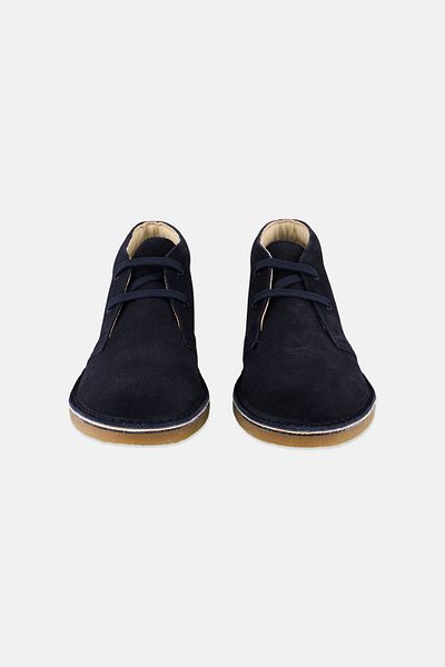CLARKS Kids Boy Wide Lace Up Ankle Boots, Navy