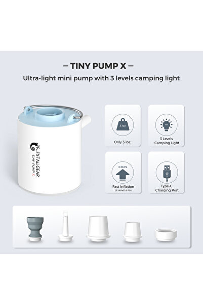 Choice مضخة هواء محمولة من بلو فليكستيل، مضخة تخييم صغيرة مع ضوء، شحن يو إس بي-سي، مثالية للنوم