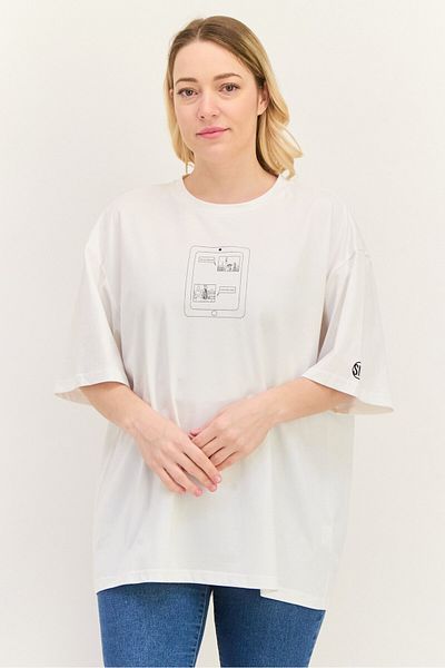 Steve Madden Women Crew Neck Short Sleeves Graphic Print T-shirt, White