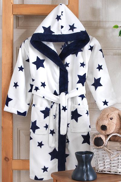 Znp Home cerul | Rochie de pluș pentru copii unisex Wellsoft cu glugă | Halat