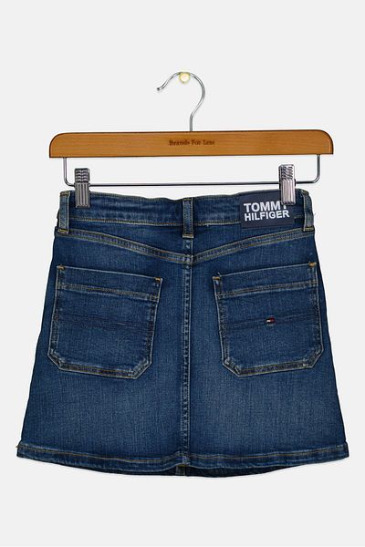 Tommy Hilfiger Kids Girl Washed Denim Skirt, Blue