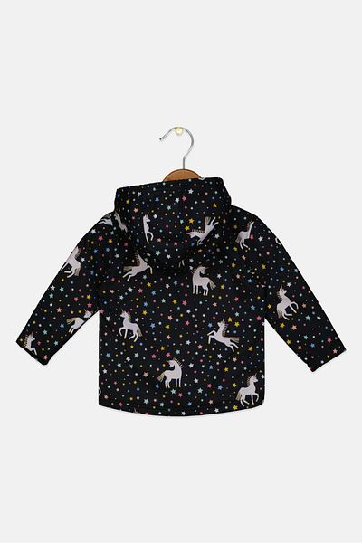Body Glove Toddlers Girl Hooded Allover Print Full Zip Jacket, Multicolor