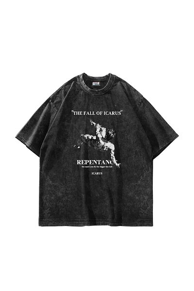 Sekizbiraltı Μπλουζάκι με στάμπα Icarus με ψηλό γιακά Unisex μαύρο oversize