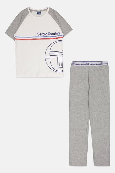 Sergio Tacchini Kids Boy 2 Piece Graphic Printed Pajama Set, White