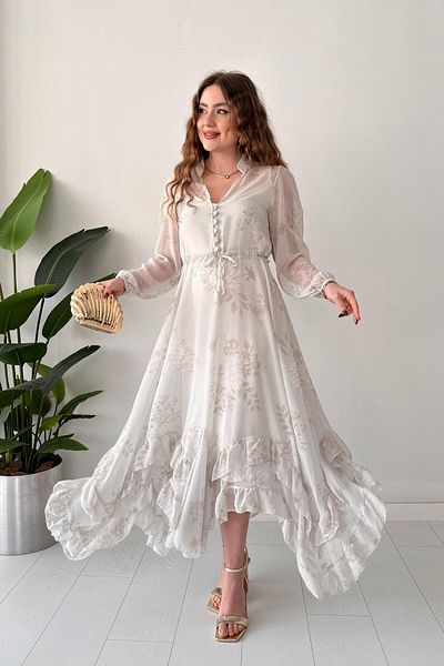 MaziButik فستان شيفون رمادي