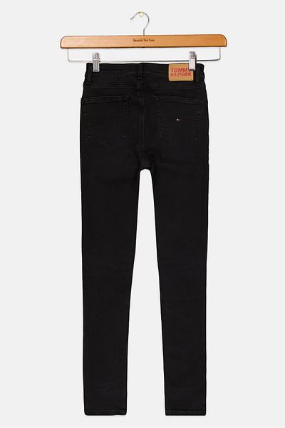 Tommy Hilfiger Kids Girl Skinny Fit Washed Stretchable Jeans, Black