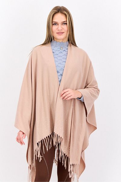 Adrienne Vittadini Women Embellished Soft Poncho, Blush