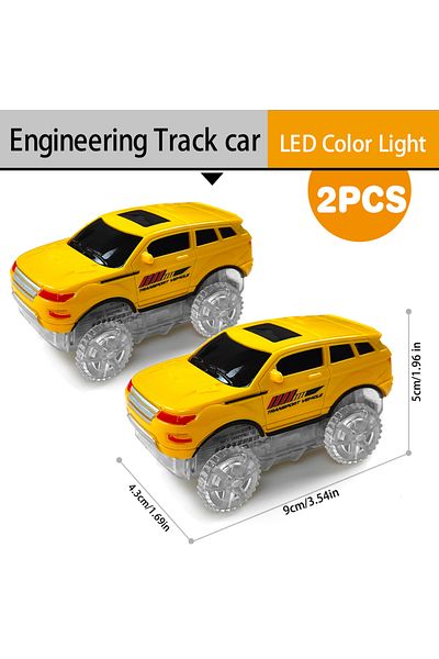 Choice 2pcs cars-GC Children Electric Magical Flexible Track Toy Car Engineering Car Kids Educational Toys