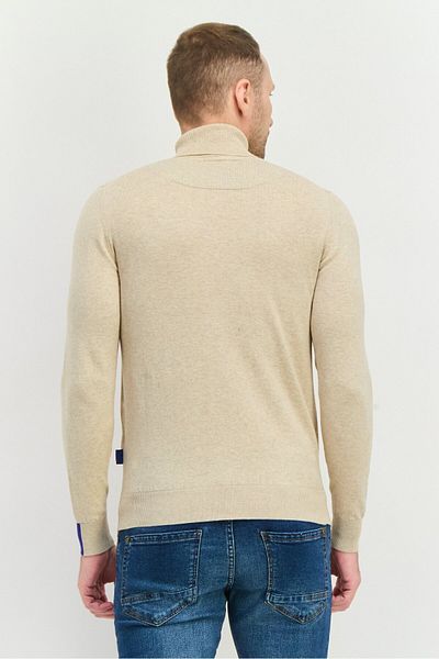 GAS Men Turtle Neck Knitted Long Sleeve Sweaters, Beige