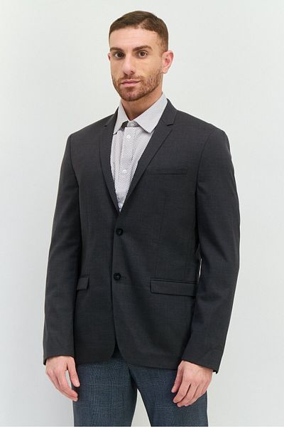 Calvin Klein Men Slim Fit Plain Semi-formal Blazer, Dark Grey