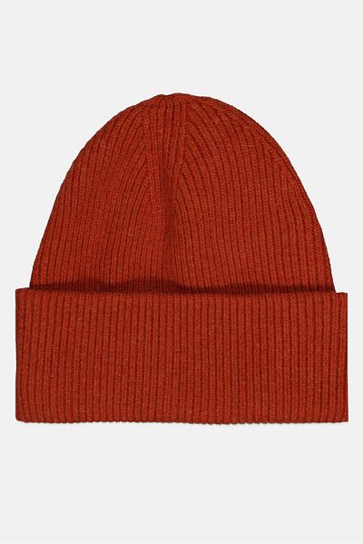 Gant Men Brand Logo Knitted Beanie, Rust Brown