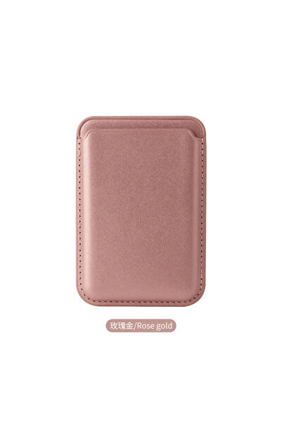 Choice حامل بطاقات محفظة جلدية مغناطيسية باللون الذهبي الوردي من Macsafe لهات...