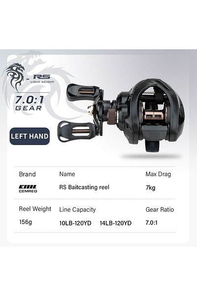 Choice left hand Bait Casting Fishing Reel 7kg Drag Magnetic Brake System 7.0:1 Ultralight Fishing Fishing