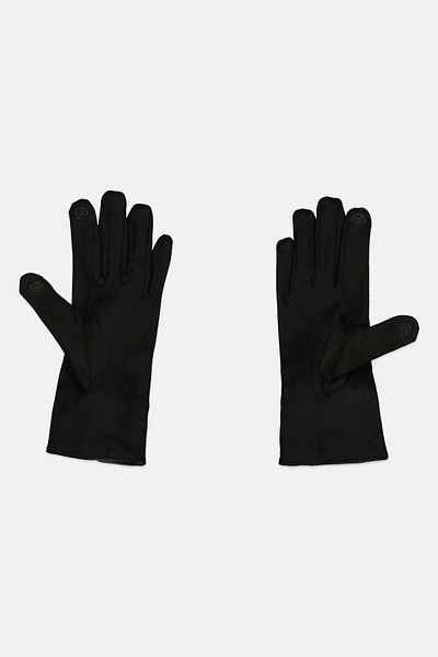 ELLE Women Pom Pom Gloves, Black