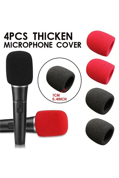Choice Bundle 1 4PCS Microphone Foam Cover,Black & Red Handheld Stage Microphone Windshield Foam Cover For