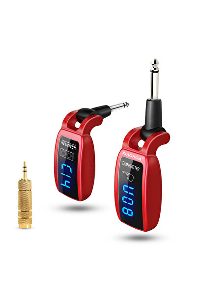 XIAOKOA Red XIAOKOA Wireless Guitar System Rechargeable Upgrated LED Screen15 Channels UHF Wireless Guitar T