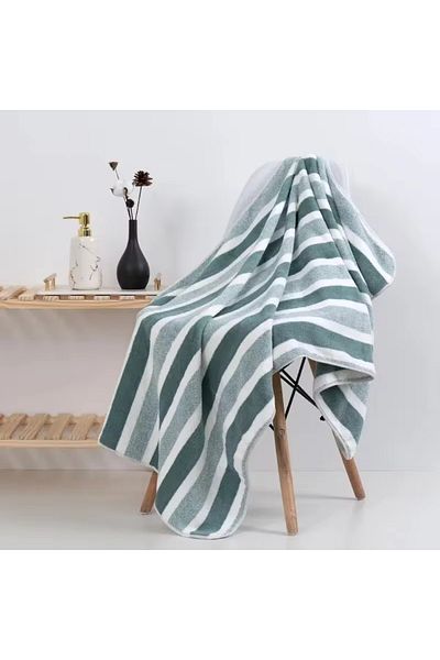 Choice 70x140cm Green Soft Stripe Absorbent Microfiber Bath Towel Stripe Towels Quick Drying Absorbent Towe
