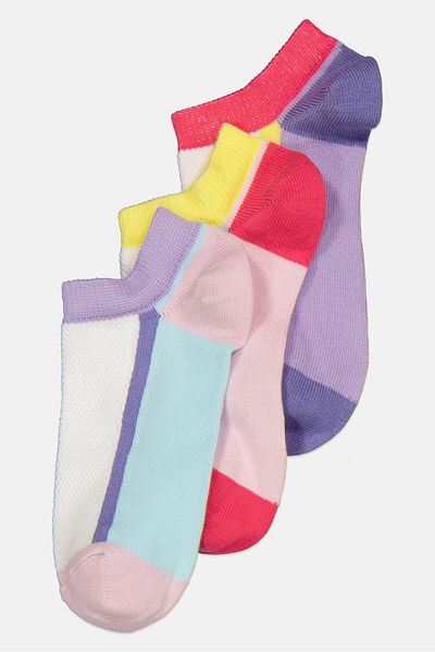 Bebe Kids Girl 3 Pair Solid Ankle Socks, Multicolor