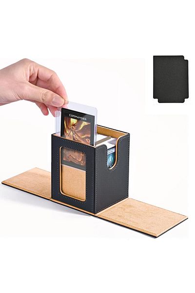 Choice Dark Khaki New Window 100 Card Box Card Storage Box High-grade Pu Leather Container Game Card Holde