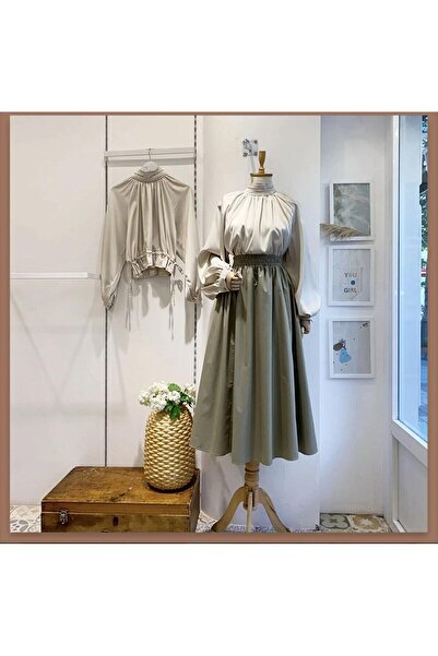 ZF BUTİK Fusta lungă din țesătură din popelin - cu buzunar filet și fără căptușeală